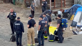 Homeless Man Shot and Killed over dispute GSW DOA Antioch Pier [upl. by Otreblig]