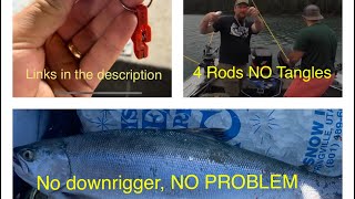 How to troll 4 rods for Kokanee without downriggers Using clip weights [upl. by Amleht]