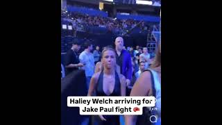 Hawk Tuah Hailey Welch arrives at the Jake Paul boxing fight jakepaul HawkThua boxing mma [upl. by Filler]