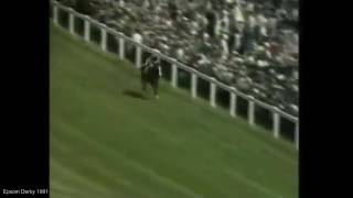 Walter Swinburn rides Shergar to victory in 1981 Epsom Derby [upl. by Ahsinnek]