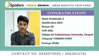 Successfully Placed From Jspiders Hebbal  Brahmaiah E [upl. by Melissa925]