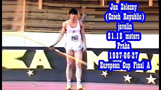 Jan Zelezny Czech Republic javelin 8118 meters Praha 19870627 European Cup Final A [upl. by Koeninger138]