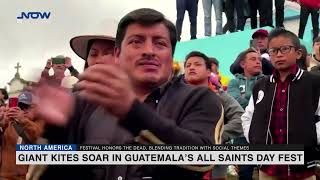 Giant kites soar in Guatemala’s All Saints Day fest [upl. by Llemert438]