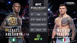 ISRAEL ADESANYA VS MARVIN VETTORI 2 FULL FIGHT UFC 263 [upl. by Rennat]