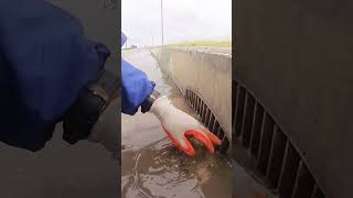 Remove Trash Clog On Road unclog flashflood clogged flood satisfying cloggeddrain [upl. by Barr254]