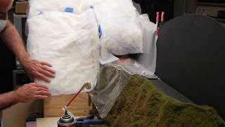 Making Model RR Mountains with spray foam and low loft batting [upl. by Kriss]