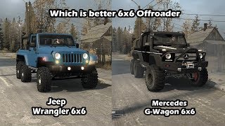 Spintires Mudrunner Wrangler 6x6 vs Mercedes GWagon 6x6 [upl. by Laucsap786]