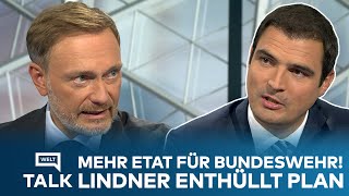 UKRAINEKRIEG Plan enthüllt So will Christian Lindner den Etat der Bundeswehr erhöhen I WELT TALK [upl. by Enened]