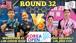 R32🇲🇾Wong Tien CiLim Chiew Siew VS TPEChiu Hsiang ChiehLin Jhih Yun🔥💪‼️koreaopen2024 [upl. by Ebbarta]