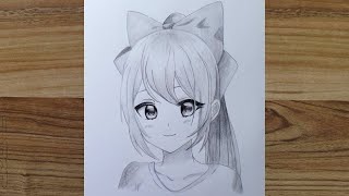 cute anime girl drawing  anime drawing tutorial  güzel kız yüzü nasıl çizilir [upl. by Nylinnej]