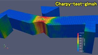 Charpy test by HAKAI  Open Source FEM solver Dynamic explicit fracture analysis [upl. by Flem266]