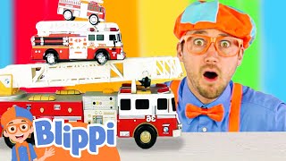 Everyday Learning with Blippi Firetruck TOYS  Vehicles for Toddlers  Educational Videos For Kids [upl. by Odilo]