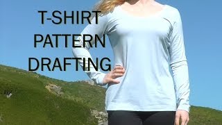 Basic Tshirt Pattern  Sewing Project Stretch Fabric  PATTERN DRAFTING TUTORIAL 1 [upl. by Merril]