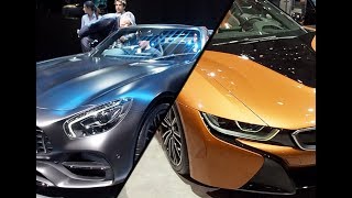 2018 MercedesAMG GT Roadster vs 2018 BMW i8 Roadster [upl. by Darcie]