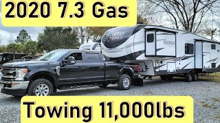 2020 f350 7 3 Gas Towing 11000lb Fifth Wheel [upl. by Ob299]