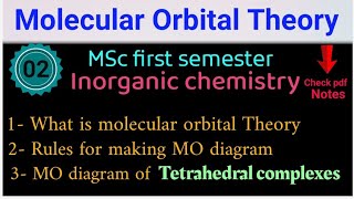 Molecular orbital diagram amp RepresentationTetrahedral complex mscchemistrynotes itschemistrytime [upl. by Nena359]