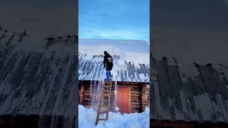 Removal process of snow from house roof [upl. by Allehc]