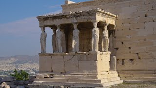 4K Caryatid of the Erechtheion Temple in front on the Acropolis Athens Greece [upl. by Florry427]