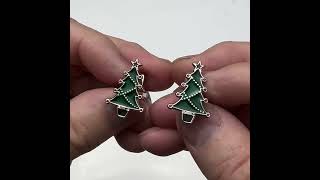 Christmas Tree Cufflinks Christmas Fashion Mens Cuff Links giftsfordad christmas cufflinks [upl. by Mattheus]