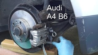 Audi A4 B6 Bremsbeläge Bremsscheiben und Bremssättel hinten wechseln [upl. by Leakim]