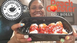 What’s On The Plate 🍑Peach Cobbler Egg Rolls w🍓Strawberry Topping [upl. by Hagen879]