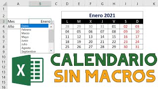 📅 Cómo HACER  INSERTAR un CALENDARIO PERPETUO y DINAMICO en EXCEL 👉 SIN MACROS  2023 [upl. by Mayyahk]