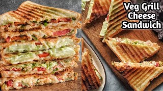 Veg Grill Sandwich recipe  Street style grill cheese Sandwich  Cheesy Stuffing  Kitchen Flames [upl. by Rettuc]