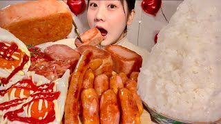 ASMR Spam Cheese Sausage Bacon【Mukbang Eating Sounds】【English subtitles】 [upl. by Siusan]