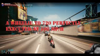 Cyberpunk Stunt Master Kusanagi CT3X at 100mph wheelie to 720 at full throttle Bikestunt Clip [upl. by Araic601]