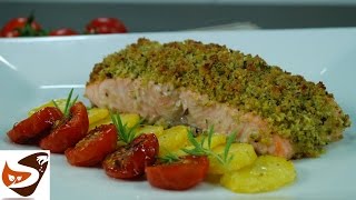 Salmone al forno gratinato con pistacchi – secondi di pesce baked salmon recipe [upl. by Oivalf371]