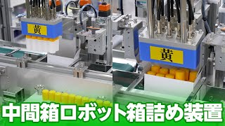 【らくらく箱詰め】中間箱ロボット箱詰め装置のご紹介！ 充填機 キャッパー カートナーならナミックス [upl. by Guevara]