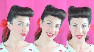 Classic PInup Bumper Bangs amp Victory Rolls tutorial  Fitfully Vintage [upl. by Aihtnamas]