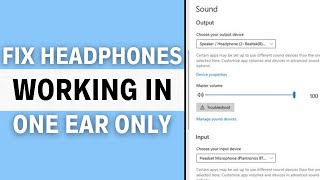 How to FIX Headphones Only Work in One Ear on PC Windows 1011 [upl. by Moffitt337]