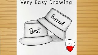 Best Friend Drawing  How to Draw Best Friend  BFF Drawing  Easy Drawing [upl. by Odnalor166]