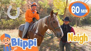 Blippis Horsin Around Learning About Horses  Blippi 1HR  Moonbug Kids  Fun Stories and Colors [upl. by Enwad272]