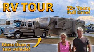 RV TOUR  Custom RV Hauler  43 Mobile Suite DRV  Full Time RV Living with PURPOSE [upl. by Reibaj]