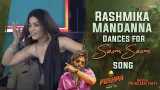 Must Watch Rashmika Mandanna Dances for Saami Saami Song  Pushpa Pre Release Event  Shreyas Media [upl. by Cirri]