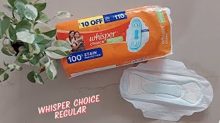 Whisper Choice Regular Sanitary Pads  WHISPER CHOICE SANITARY PADS Review amp Demo [upl. by Nollek637]