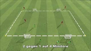 Passspiel  2 gegen 1 auf 4 Minitore [upl. by Aihseyt]