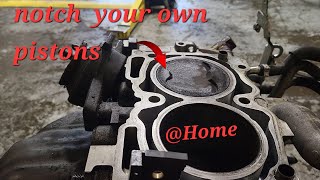 DIY junkyard engine piston notched from home sponsored by oxilam [upl. by Arabel886]