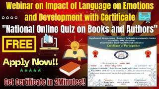 Free Online Books and Authors Certificate  Webinar Impact of Language on Emotions amp Development [upl. by Marje]