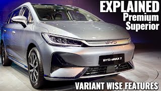 BYD eMax 7 VariantWise Features Explained  Premium Superior  Explained Price Variants Features [upl. by Halilahk768]