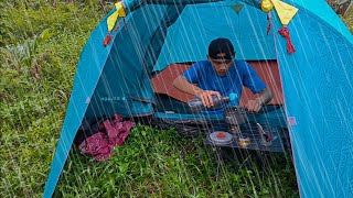 solo camping heavy rain and nonstop storms sleeping in a tent with the sound of rain [upl. by Retsam297]