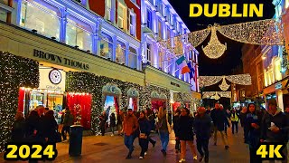 Dublin Christmas Lights 2024 4K Walking Tour Ireland 2024 [upl. by Daphna]