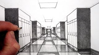 How to Draw 1Point Perspective for Beginners A Hallway [upl. by Nrubyar]