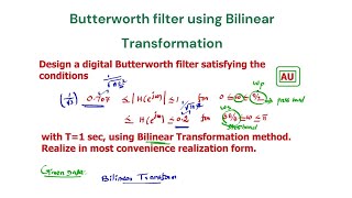 Design a digital Butterworth filter using Bilinear transformation method [upl. by Ytsirt]