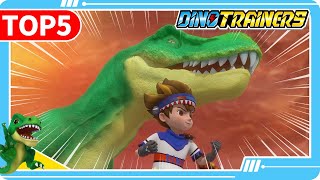 🦖DinoTrainers  Best Dinosaur Fight w T rex vsTriceratops Pterosaur Stegosaurus  Kids Cartoon [upl. by Wardieu]