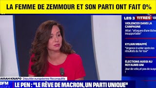 ZEMMOUR ET SON PARTI ON FAIT 0 SA FEMME SEXPLIQUE SUR BFM [upl. by Eisenberg]