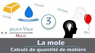 La mole  Calculs de quantité de matière  Physique  Chimie  Lycée [upl. by Kcirdek]