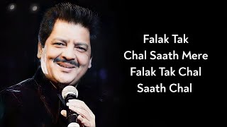 Lyrics Falak Tak Chal Saath Mere  Udit Narayan Mahalaxmi Iyyer  VishalShekhar Kausar  Tashan [upl. by Dorcia]